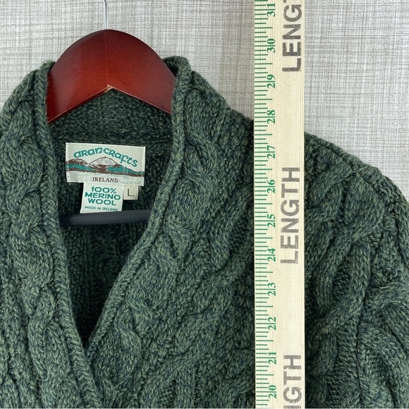 Aran Crafts Cardigan sweater Ireland 100% merino wool L c157 - Picture 5 of 6